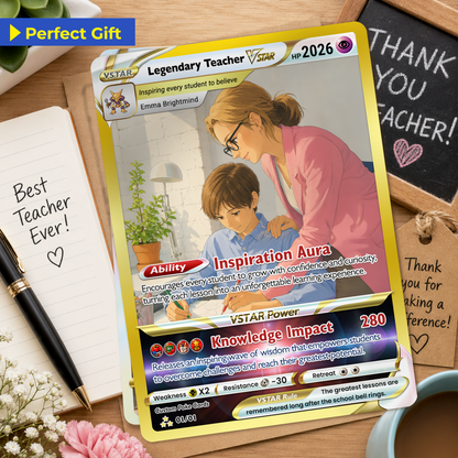 Legendary Teacher Custom Pokemon Cards, Teacher Appreciation Gift Card, Change Your Photo to Anime Styles, Thank You Teacher Gift, Personalized Pokemon Cards - CPC-BTS-07