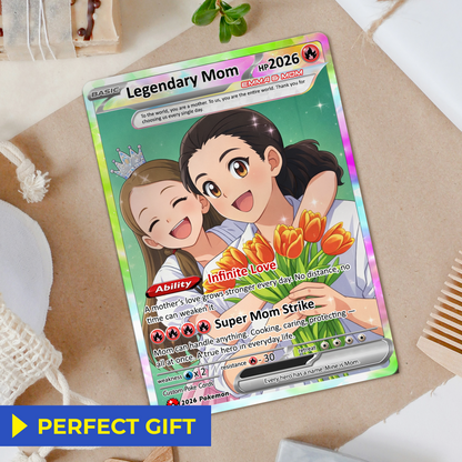 Custom Pokémon Card for Mom – Mother’s Day Personalized Pokemon Card - Customizable Gift from Husband Daughter, Son | Ghibli - Anime Style Trading Card - CPC-81