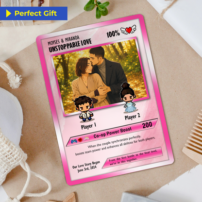 Custom Pokemon Card with Trendy Anime Transformation Styles  - Personalized Poke Card for Couples - Animated Gift for Lovers - CPC-22.A