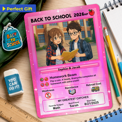Anime Style Back to School Custom Pokemon Cards, Personalized Pokemon Card for First Day of School, Gift for Students, Son, Daughter - CPC-68