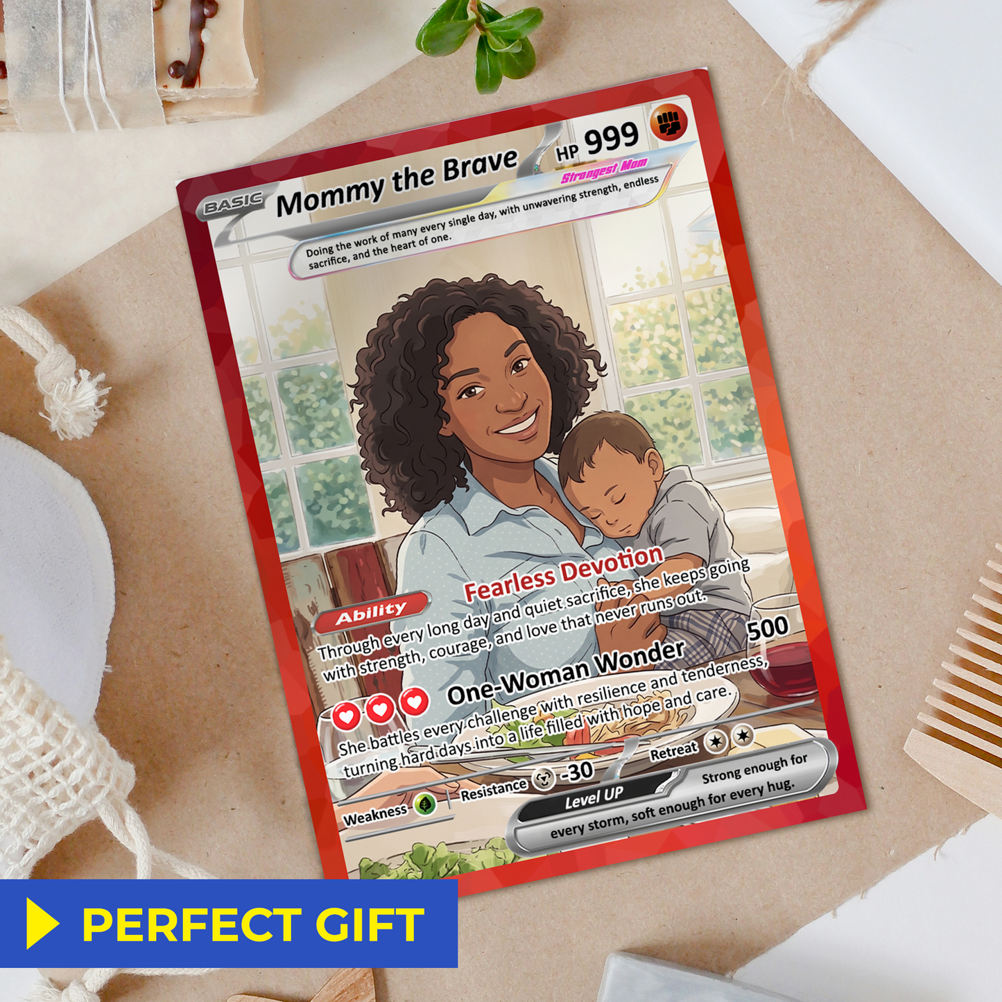 For Single Mom Happy Mother's Day Custom Pokémon Card - Anime-Inspired Personalized Mother’s Day Gift for the Strongest Mom Ever | Gift for Single Moms - Customizable Trading Cards - CPC-103