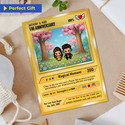 Custom Pokemon Card with Pixel Characters, Personalized Pokemon Card for Couples, Holographic Effect Available - CPC-70.B