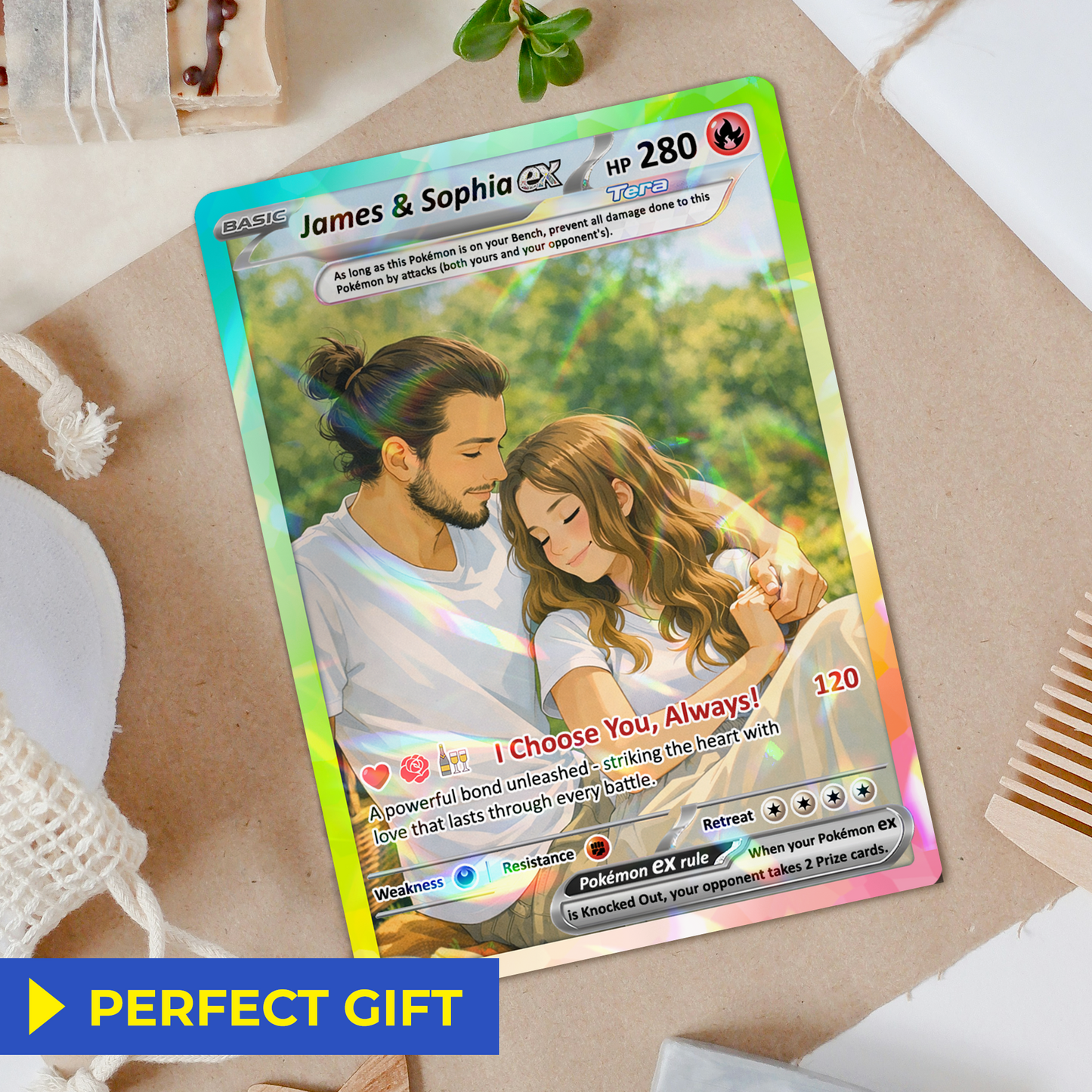 Custom Pokémon Cards with Anime Picture, Personalized Poke Cards Animated Style Gifts for Him and Her - CPC-04.B
