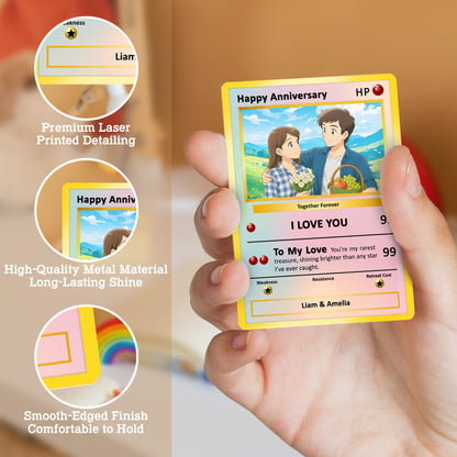 Happy Anniversary Card, Custom Pokémon Cards with Anime Picture, Personalized Poke Cards Animated Style Gifts for Him and Her - CPC-61