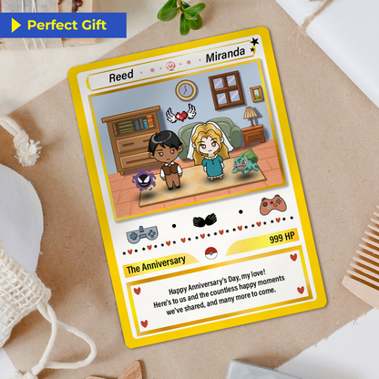 Hand-Drawn Characters Custom Pokemon Card, Personalized Pokemon Card for Couples, Perfect Gift for Him & Her - CPC-153.A
