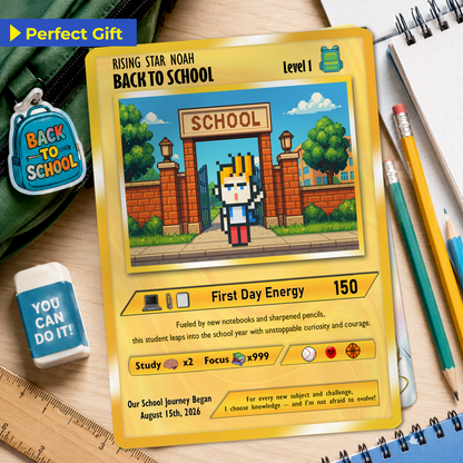 Back to School Custom Pokémon Card with Art Characters, Personalized Pokémon Card by Characters, Unique Gift for Pokémon Fans from Parents - CPC-146.B