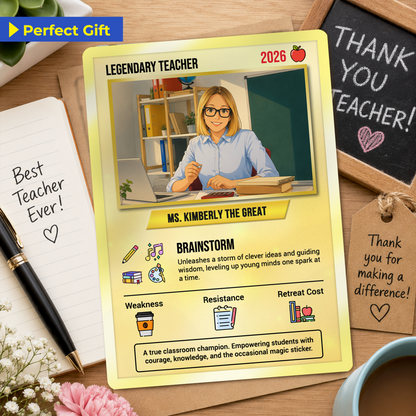 Custom Pokemon Cards Teacher Appreciation with Anime Photo, Change Your Photo to Ghibli Style, Thank You Teacher Gift from Parents & Students, Personalized Pokemon Cards - CPC-66.A