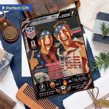 Custom World Cup 2026 Soccer Card, Personalized Football Trading Card, Pokémon-Style Fan Card with Photo, Unique Gift for Soccer Fans - CPC-WC-USA
