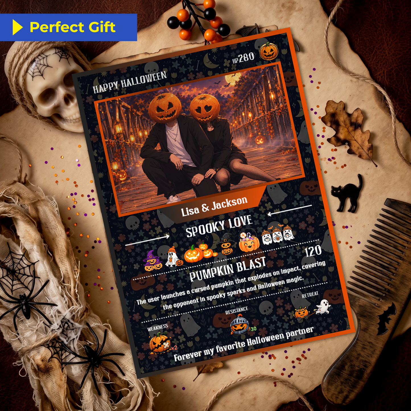 Halloween Custom Pokémon Cards with Anime Picture, Personalized Pokemon Cards, Gifts for Him and Her - CPC-hlw-01