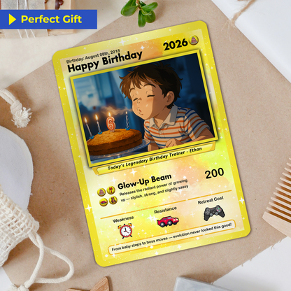 Happy Birthday Custom Pokémon Card, Personalized Pokémon Card for Date of Birth - CPC-11