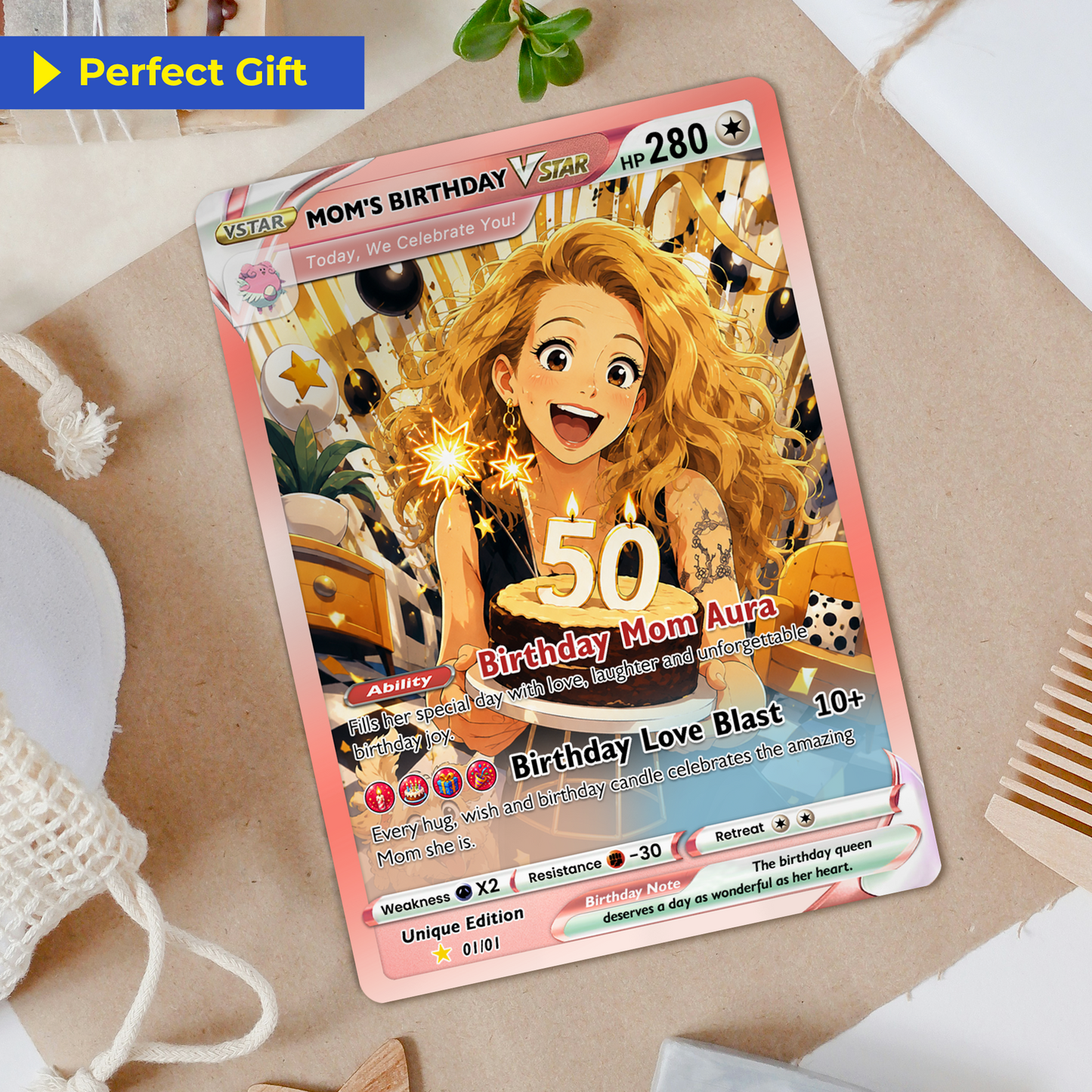 Happy Birthday Custom Pokémon Card for Moms - Personalized Pokémon Card by Animated Photo - Customizable Pokémon Gift from Kids, Husband for Mom & Wife - CPC-DOB-04