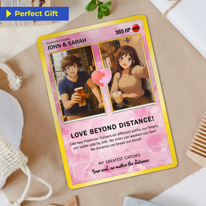Custom Pokemon Card Keepsake for Love Beyond Distance - Best Anime-Inspired Couple Anime Style Gifts for Long-Distance Lovers - CPC-33