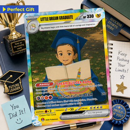 Graduation Gift for Kindergarten Boy and Girl, Kindergarten Graduate Personalized Pokémon Card, Kindergarten Graduation Custom Pokémon Card - First Day of School Gift - CPC-BTS-17