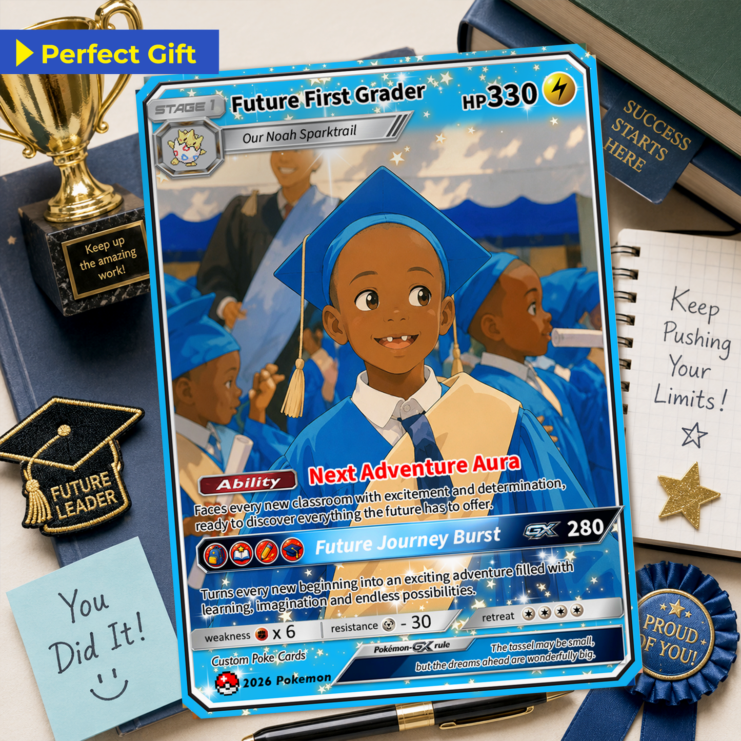 Kindergarten Graduate Personalized Pokémon Card, Kindergarten Graduation Custom Pokémon Card, Graduation Gift for Kindergarten Boy and Girl - First Day of School Gift - CPC-BTS-16