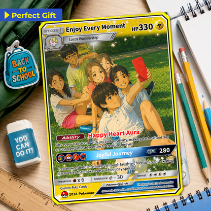 Enjoy Every Moment Custom Pokémon Card - Back to School Personalized Pokémon Card, Animated Gift Card for Kids, Students - First Day of School Gift from Parents - CPC-BTS-21