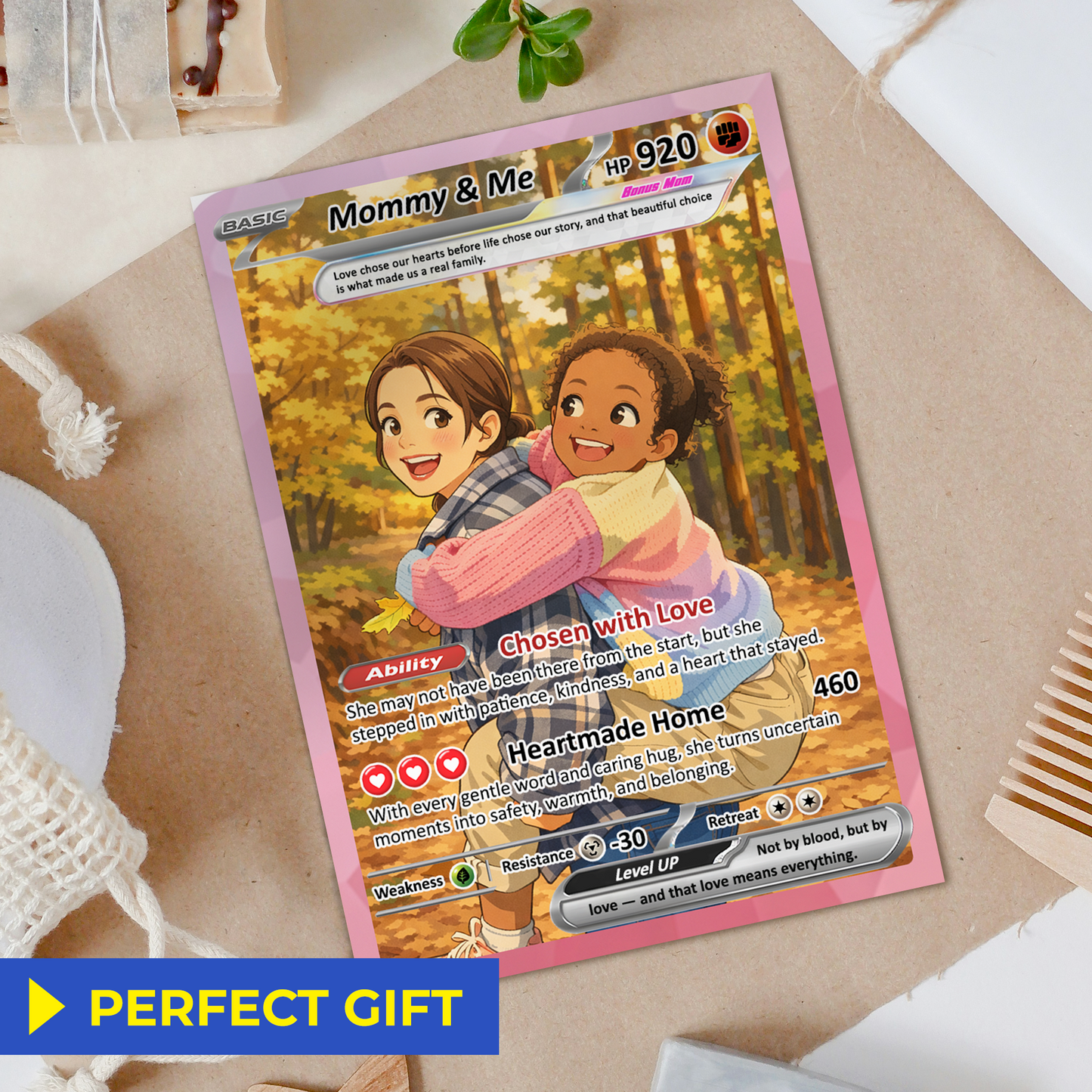 For Step Mom Happy Mother's Day Custom Pokémon Card - Personalized Bonus Mom Gift for Mother’s Day | Mommy & Me Customized Poke Gift - Customizable Trading Cards - CPC-101