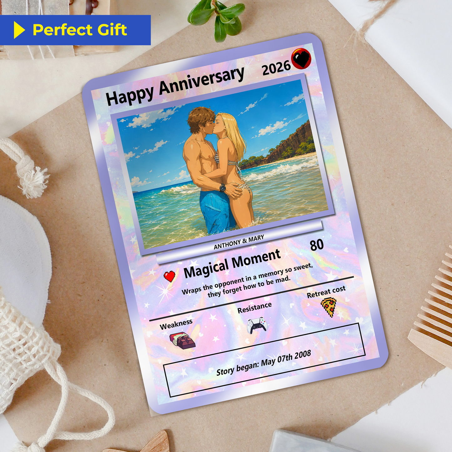 Anime-Inspired Ghibli Aesthetic Pocket Monster Gift - Custom Poke Card for Couple - Holographic Effect Available - CPC-23