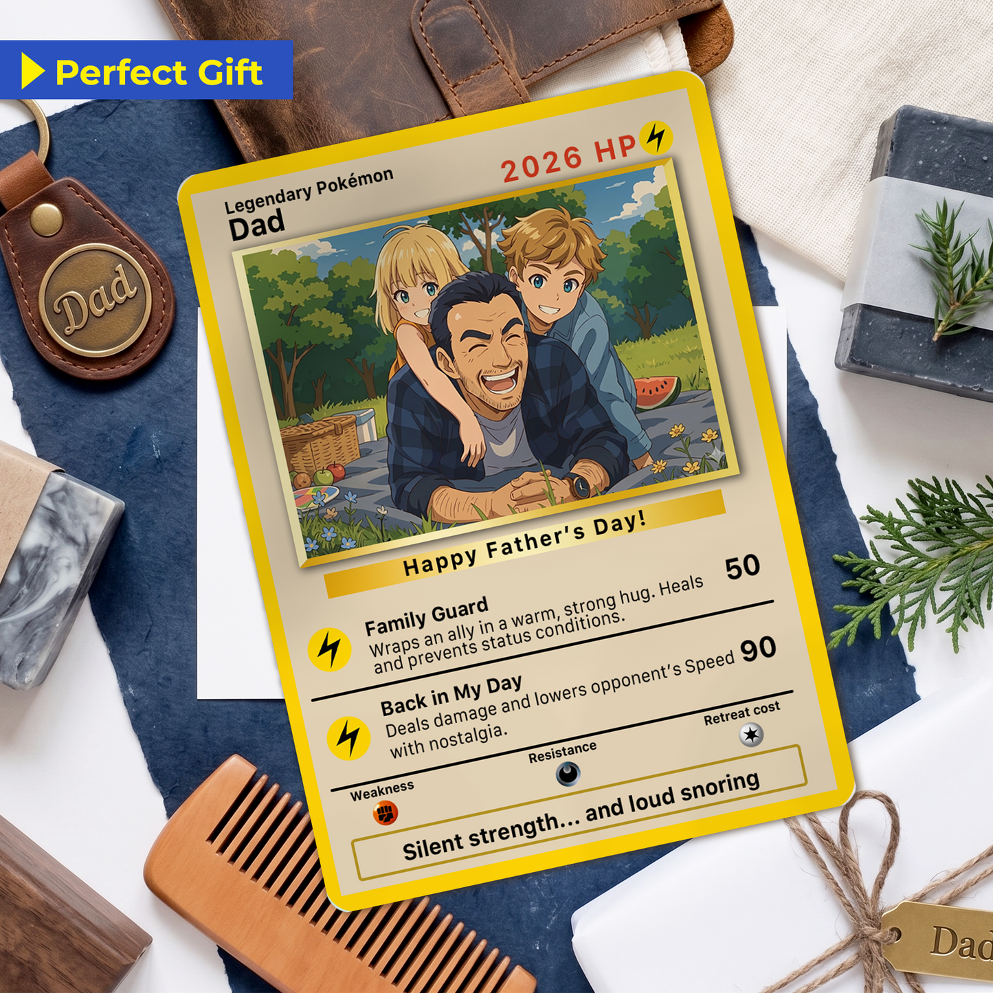 Classic Vibe Custom Pokémon Card for 2026 Father's Day - Anime Styles Personalized Pokémon Card for Dad - Perfect  Pokémon Card from Wife & Kids - CPC-109