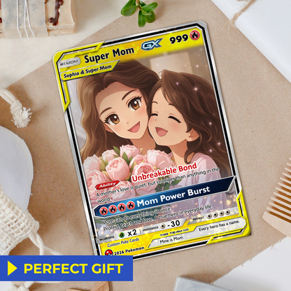 Mother’s Day Personalized Pokemon Card - Custom Pokémon Card for Mom - Customizable Gift from Husband Daughter, Son | Ghibli - Anime Style Trading Card - CPC-82