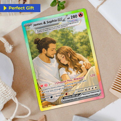 Custom Pokémon Cards with Anime Picture, Personalized Poke Cards Animated Style Gifts for Him and Her - CPC-04.B