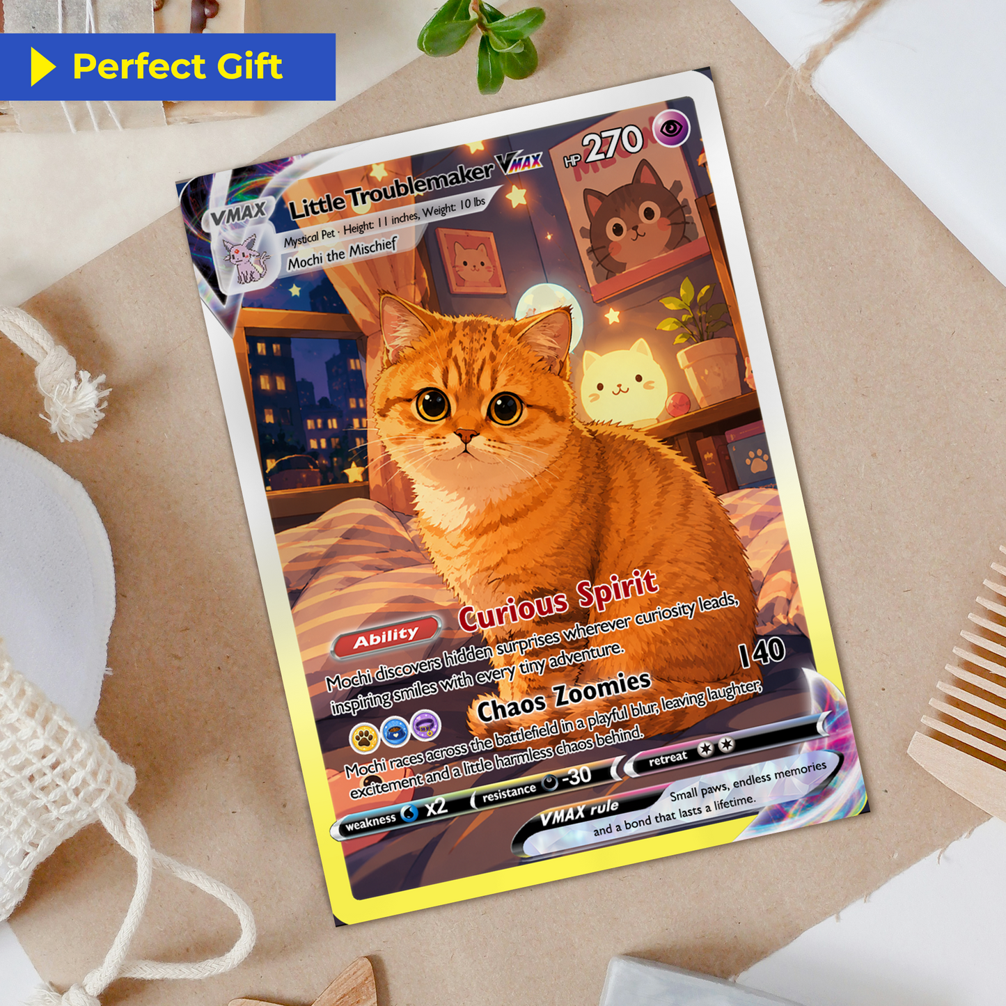 Custom Pokémon Card For Cat Lovers - Personalized Poke Cards with Animated Cat Photo - Unique Gift for Cat Mom, Cat Dad - CPC-Pet-06