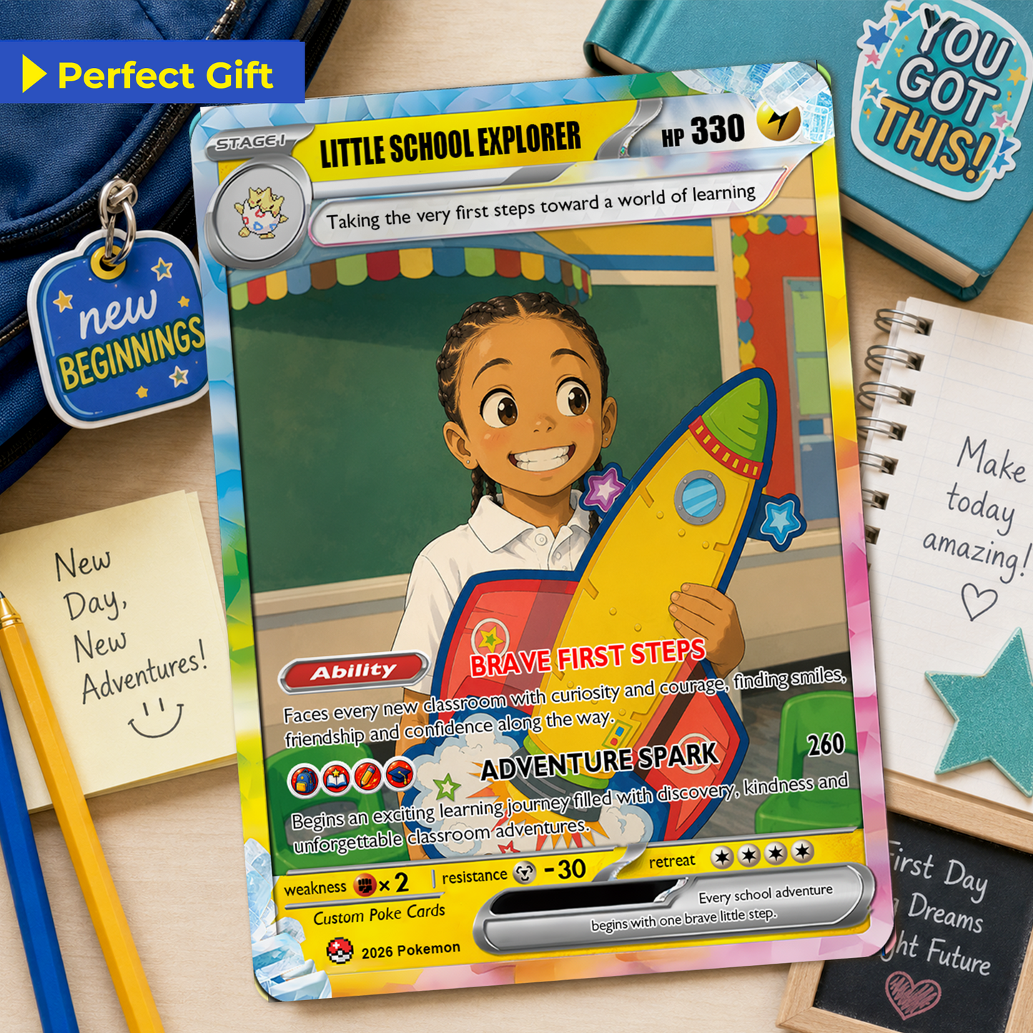 First Day of School Custom Anime Pokémon Card, Personalized Pokémon Card for Kids - Kindergarten Graduation Gift, First Grade Gift from Parents - CPC-BTS-11