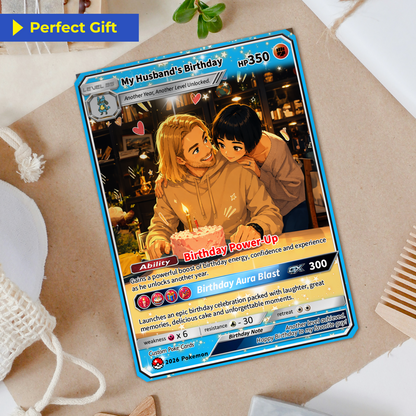 Happy Birthday Custom Pokémon Card for Him - Personalized Pokémon Card by Animated Photo - Customizable Pokémon Gift from Girlfriend, Wife for Boyfriend & Husband - CPC-DOB-07
