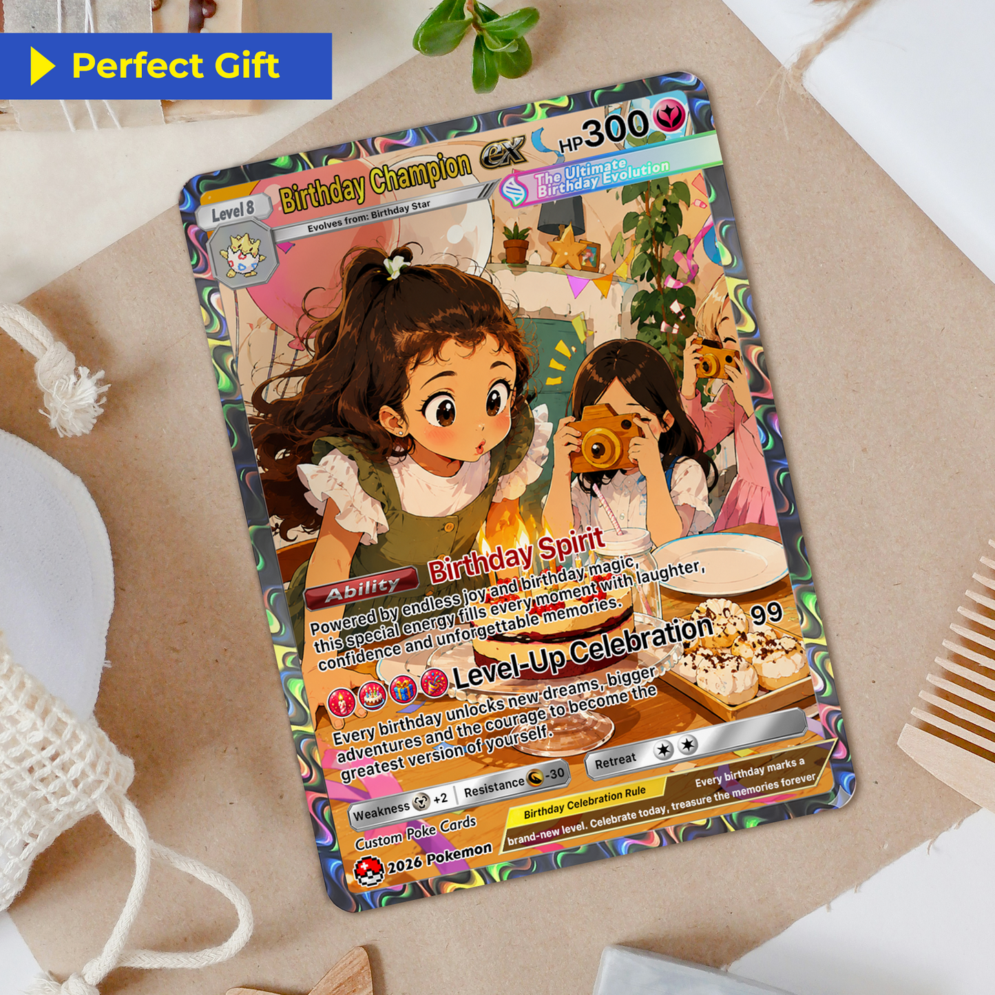 Happy Birthday Custom Pokémon Card - Personalized Pokémon Card for Date of Birth - Customizable Pokémon Gift from Parents, Grandparents for Kids - CPC-DOB-01
