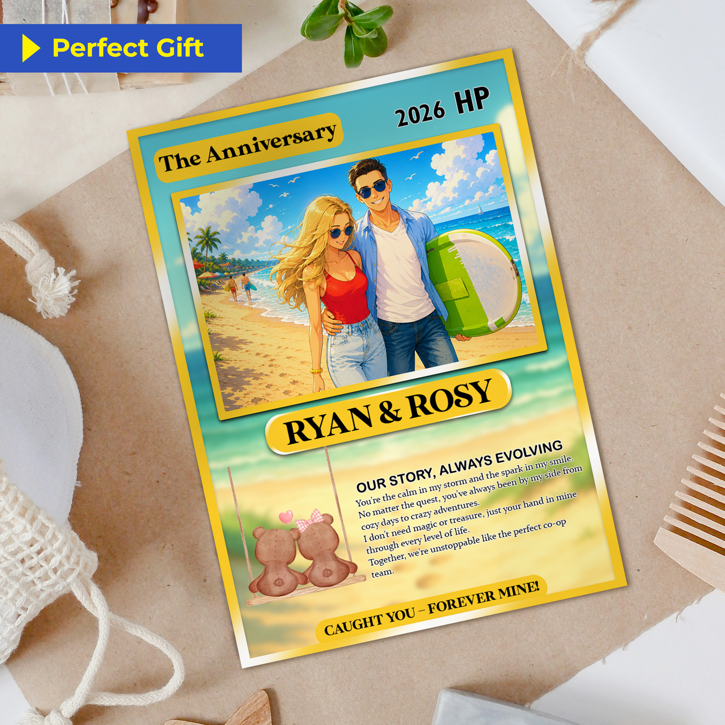 Custom Pokemon Card for Lovers - Personalized Anime-Inspired Pokemon Card - Holographic Effect Available - CPC-27