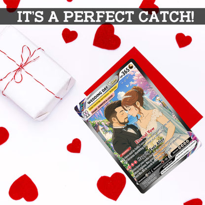 Personalized Pokemon Card for Couples with Ghibli Style - Custom Couple Pokemon Card for Him Her - Deep Custom Names Date Location - CPC-34