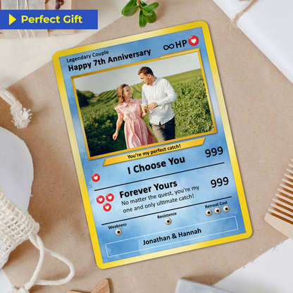 Personalized Pokemon Card for Couples with Anime Style - Custom Couple Pokemon Card for Him Her - Custom Names Anniversary - CPC-36