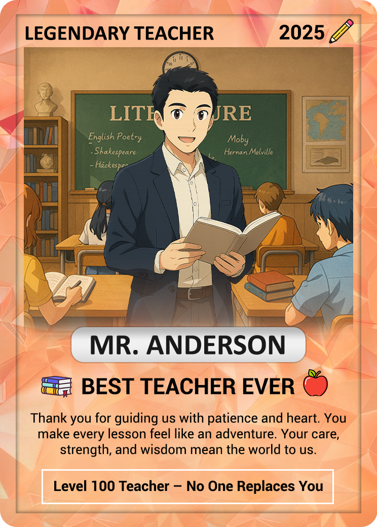 Custom Pokemon Cards Teacher Appreciation, Change Your Photo to Ghibli Style, Thank You Teacher Gift, Personalized Pokemon Cards - CPC-63