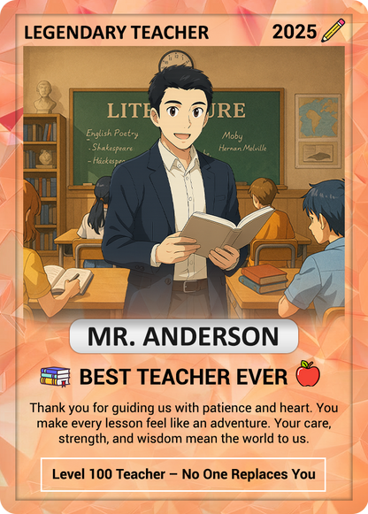Custom Pokemon Cards Teacher Appreciation, Change Your Photo to Ghibli Style, Thank You Teacher Gift, Personalized Pokemon Cards - CPC-63