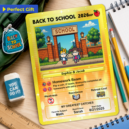 Back to School Custom Pokémon Card with Art Characters, Personalized Pokémon Card by Characters, Unique Gift for Pokémon Fans from Parents - CPC-69