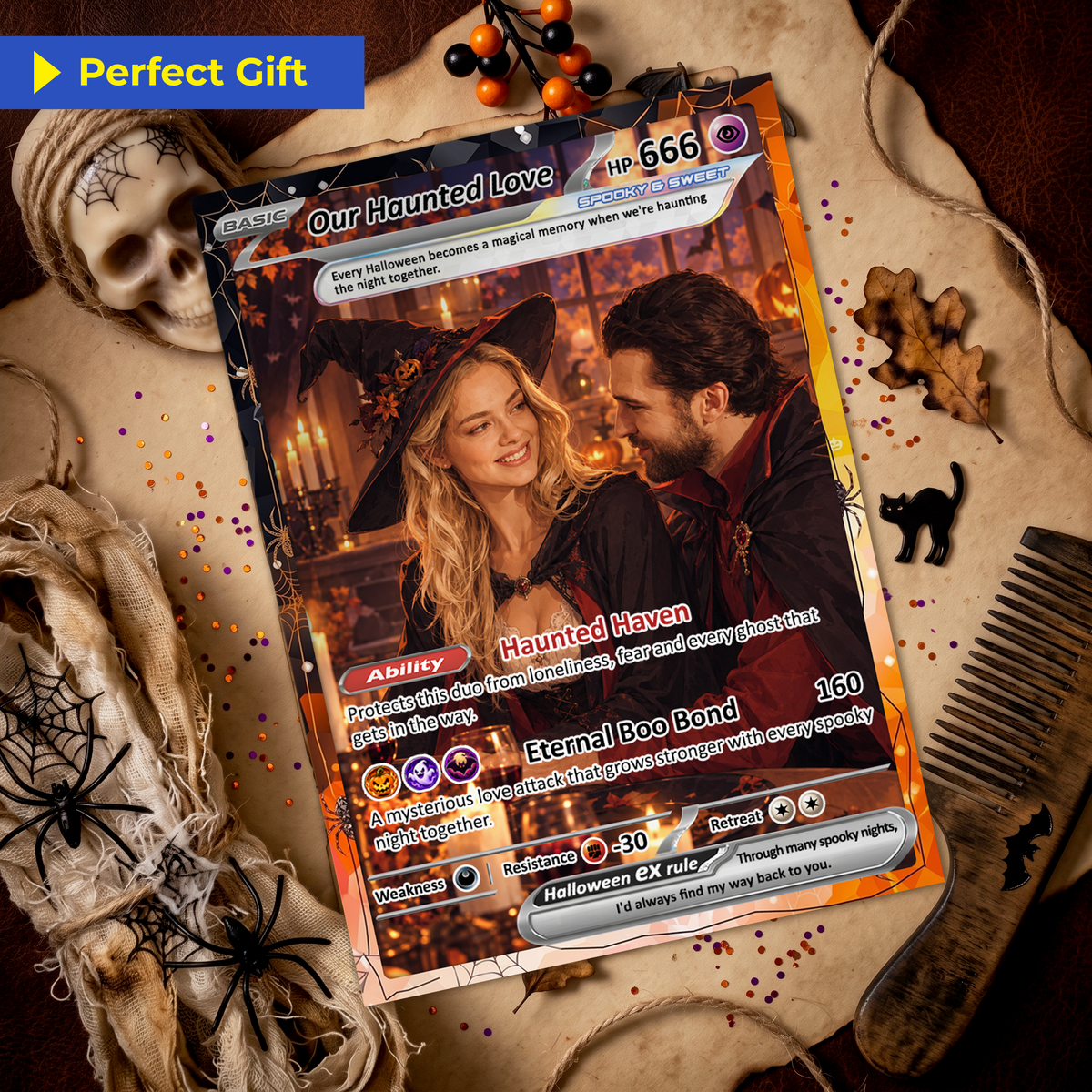 Halloween Personalized Pokemon Cards, Custom Pokémon Cards with Animated Photo, Gifts for Lovers, Husband and Wife - CPC-hlw-04