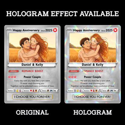 Custom Couple Pokemon Cards for Anniversary Day, Transform to Anime Styles - CPC-01