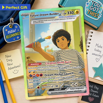 First Day of School Personalized Pokémon Card, First Grade Custom Pokémon Card, Customizable Animated Gift from Parents for Kids - Kindergarten Graduation Gift - CPC-BTS-13