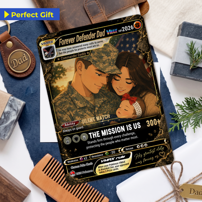 Special Edition Custom Pokémon Card for Military Dad - Father’s Day Personalized Pokémon Card for The Army Dad - Comic Anime Customizable Gift from Wife, Son & Daughter - CPC-142