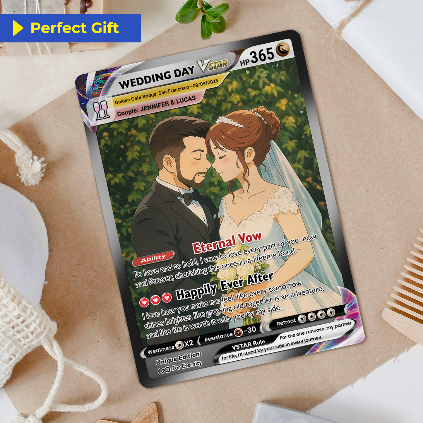 Personalized Pokemon Card with for Couples with Ghibli Style - Custom Couple Pokemon Card for Him Her - Deep Custom Names, Date, Location, Sprites & Custom Card Stats - CPC-34
