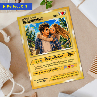 Custom Pokemon Card with Photo Transformation to Anime, Personalized Pokemon Card for Couples, Holographic Effect Available - CPC-70.A