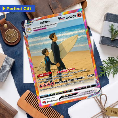 Perfect Gift from Wife & Kids - Happy Father's Day Custom Pokémon Card - Comic Anime Style Personalized Pokémon Card for Dad - Perfect Gift from Wife & Kids - CPC-125