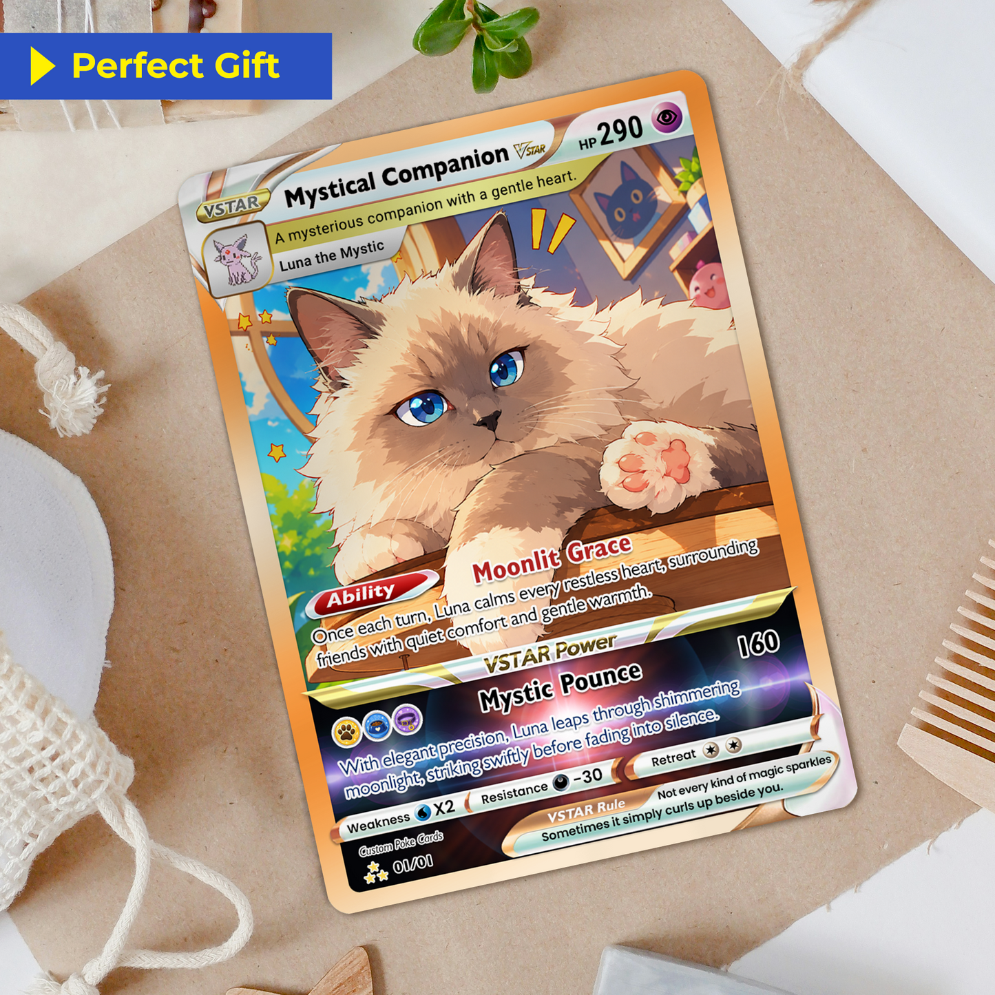 For Cat Lovers Custom Pokémon Card - Personalized Poke Cards with Animated Cat Photo - Unique Gift for Cat Mom, Cat Dad - CPC-Pet-05