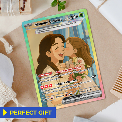 Mother's Day Custom Pokemon Card  - Anime-Inspired Personalized Pokemon Card for Mom | Mommy & Me Customized Poke Gift - Customizable Trading Cards - CPC-32