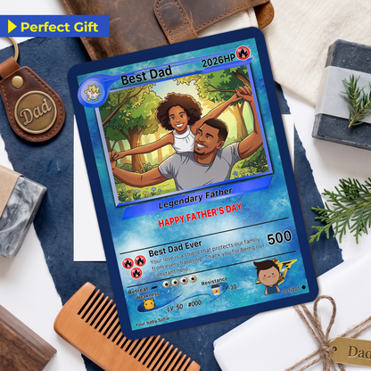 Happy Father's Day Custom Pokémon Card - Anime Styles Personalized Pokémon Card for Dad - Perfect Classic Pokémon Card from Wife & Kids - CPC-110