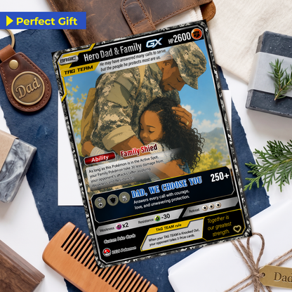 Happy Father's Day Custom Pokémon Card for Military Dad - Father’s Day Personalized Pokémon Card for The Army Dad - Trending Anime Customizable Gift from Wife, Son & Daughter - CPC-144