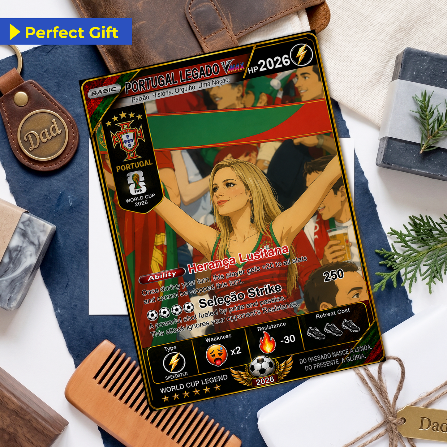 Personalized Football Trading Card, World Cup 2026 Custom Soccer Card, Pokémon-Style Fan Card with Photo, Unique Gift for Soccer Fans - CPC-WC-POR