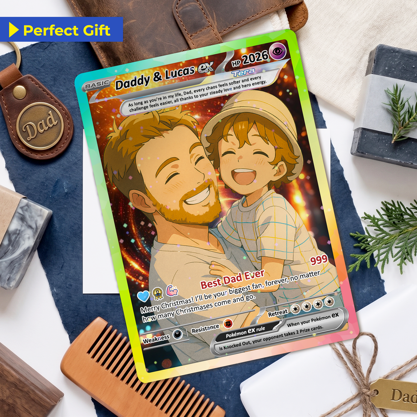 Best Dad Ever Pokemon Card, Custom Pokemon Card  - Anime-Inspired Personalized Pokemon Card for Dad - Perfect Gift for Dad - CPC-53