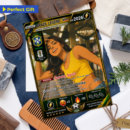 Personalized World Cup 2026 Soccer Card, Custom Football Trading Card, Pokémon-Style Fan Card with Photo, Unique Gift for Soccer Fans - CPC-WC-BRA
