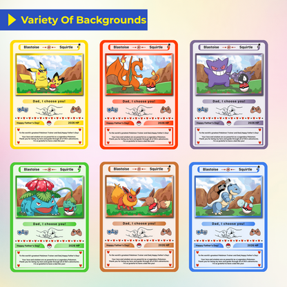 Funny Father’s Day Personalized Pokemon Card - Special Edition Custom Pokémon Card for Trainer Dad - Customizable Character Gift from Supporter, Wife, Son & Daughter - CPC-108.A