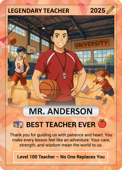Custom Pokemon Cards Teacher Appreciation, Change Your Photo to Ghibli Style, Thank You Teacher Gift, Personalized Pokemon Cards - CPC-63